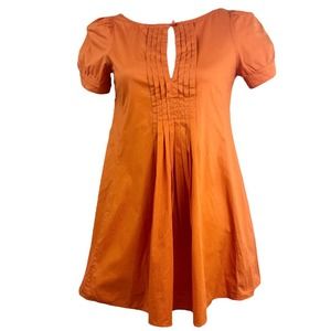 Vintage Y2K Moschino Orange Pleated Cotton Blend Blouse 4